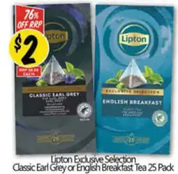 NQR Lipton exclusive selection classic earl grey or english breakfast tea offer