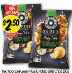 NQR Red rock deli creamy garlic potato bake chips offer