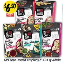 NQR Mr chen's frozen dumplings varieties pacific offer