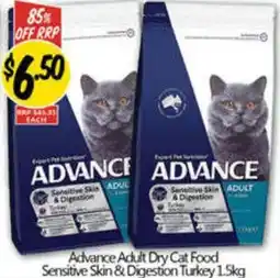 NQR Advance adult dry cat food sensitive skin & digestion turkey offer
