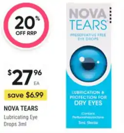 Super Pharmacy Nova tears lubricating eye drops offer