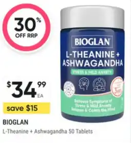 Super Pharmacy Bioglan l-theanine + ashwagandha offer