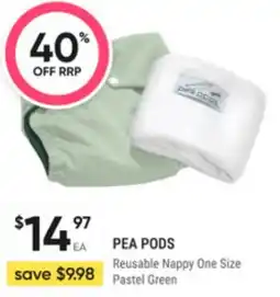 Super Pharmacy Pea pods reusable nappy one size pastel green offer