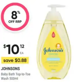 Super Pharmacy Johnsons baby bath top-to-toe wash offer