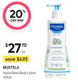 Super Pharmacy Mustela hydra-bebe body lotion offer