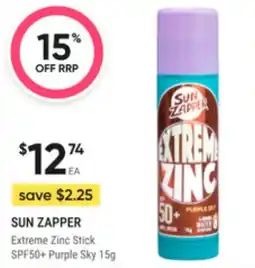 Super Pharmacy Sun zapper extreme zinc stick spf50+ purple sky offer