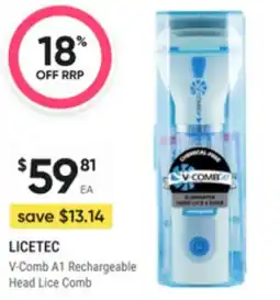 Super Pharmacy Licetec v-comb a1 rechargeable head lice comb offer