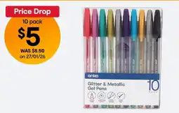 Kmart Glitter and Metallic Gel Pens offer