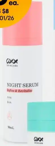 Kmart Oxx skincare refine & revitalise night serum - aha and bha offer