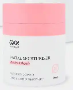 Kmart Oxx skincare restore & refine facial moisturiser - butterlipid complex, zinc and copper gluconate offer