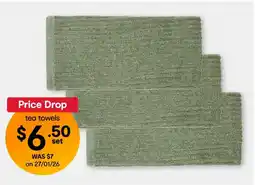 Kmart Fern Green Ribbed Terry Tea Towels offer