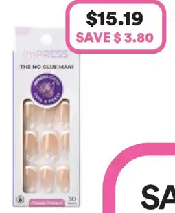 Priceline Kiss Impress Press On Nails Classic French Nails Model offer
