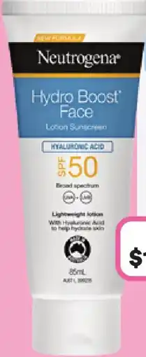 Priceline Neutrogena Hydro Boost Face Lotion Sunscreen SPF50 offer