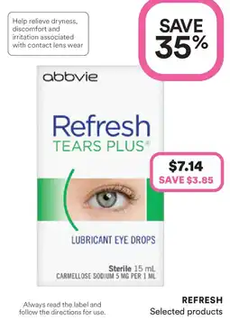 Priceline Refresh Tears Plus Lubricant Eye Drops offer