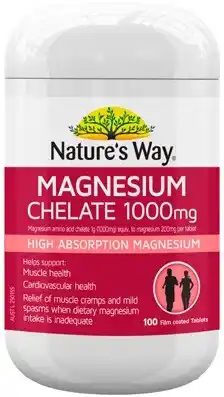 Amcal Pharmacies Nature’s Way Magnesium Chelate 1000mg 100 Tablets offer