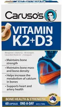 Amcal Pharmacies Caruso’s Vitamin K2+D3 60 Capsules offer