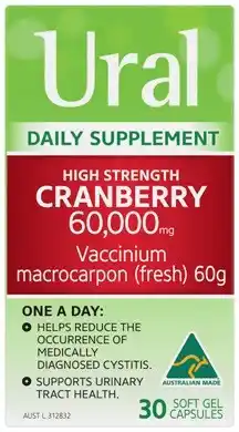 Amcal Pharmacies Ural High Strength Daily Cranberry 30 Capsules offer