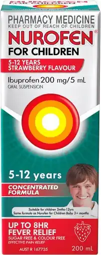 Amcal Pharmacies Nurofen For Children 5-12 Years Strawberry Flavour offer