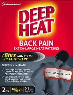 Amcal Pharmacies Deep Heat Back Pain XL Heat Patches offer