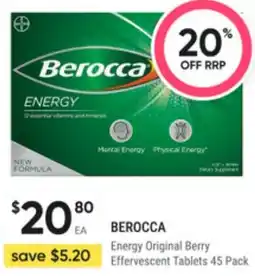 Super Pharmacy Berocca energy original berry effervescent tablets offer
