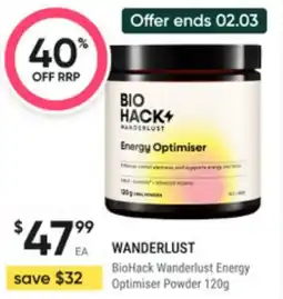 Super Pharmacy Wanderlust biohack wanderlust energy optimiser powder 120g offer