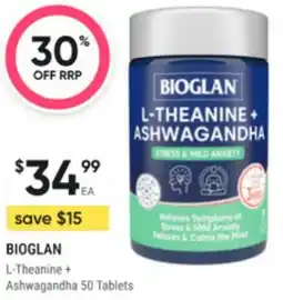 Super Pharmacy Bioglan l-theanine + ashwagandha offer
