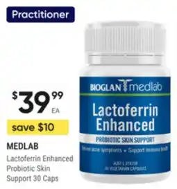 Super Pharmacy Medlab lactoferrin enhanced probiotic skin support offer