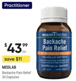 Super Pharmacy Practitioner medlab backache pain relief offer