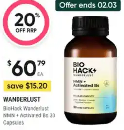 Super Pharmacy Wanderlust biohack wanderlust nmn + activated bs offer