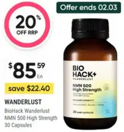 Super Pharmacy Wanderlust biohack wanderlust nmn 500 high strength offer