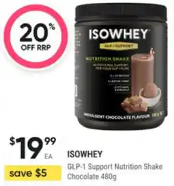 Super Pharmacy Isowhey glp-1 support nutrition shake chocolate offer