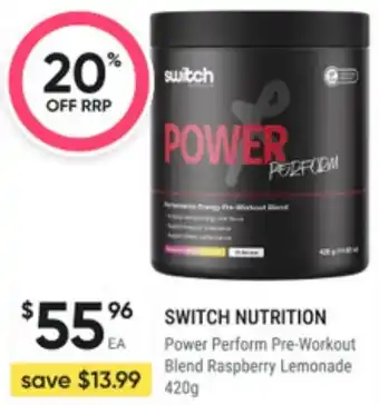 Switch nutrition power perform pre-workout blend raspberry lemonade