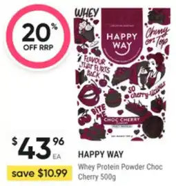 Super Pharmacy Happy way whey protein powder choc cherry offer
