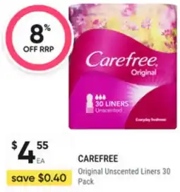 Super Pharmacy Carefree original unscented liners offer