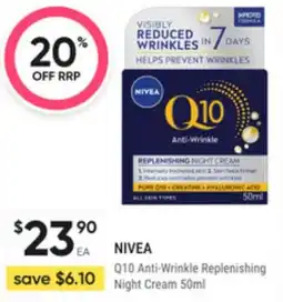 Super Pharmacy Nivea q10 anti-wrinkle replenishing night cream offer