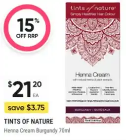 Super Pharmacy Tints of nature henna cream burgundy offer