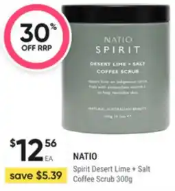 Super Pharmacy Natio spirit desert lime + salt coffee scrub offer