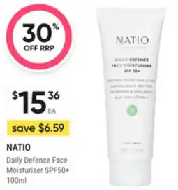 Super Pharmacy Natio daily defence face moisturiser spf50+ offer
