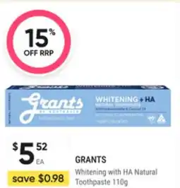 Super Pharmacy Grants whitening with ha natural toothpaste offer