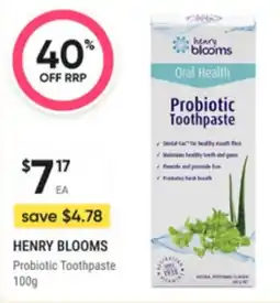 Super Pharmacy Henry blooms probiotic toothpaste offer