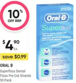 Super Pharmacy Oral b superfloss dental floss pre-cut strands offer