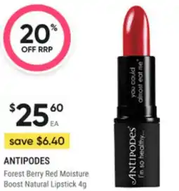 Super Pharmacy Antipodes forest berry red moisture boost natural lipstick offer