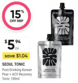 Super Pharmacy Seoul tonic post-drinking korean pear + acv recovery tonic offer