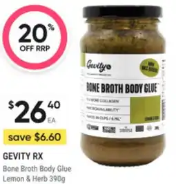 Super Pharmacy Grebity rx bone broth body glue lemon & herb offer
