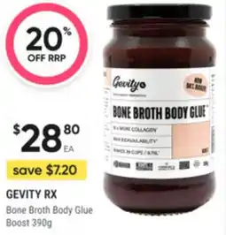 Super Pharmacy Gevity rx bone broth body glue boost offer