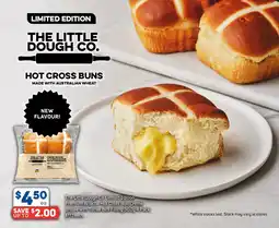 Foodland The Little Dough Co Limited Edition Premium Brioche Hot Cross Bun Creme Brulee with Toffee Bits Filling offer