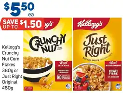 Foodland Kellogg's Crunchy Nut Corn Flakes or Just Right Original offer
