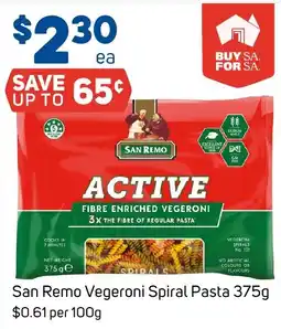 Foodland San Remo Vegeroni Spiral Pasta offer
