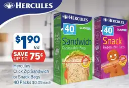 Foodland Hercules click zip sandwich or snack bags offer