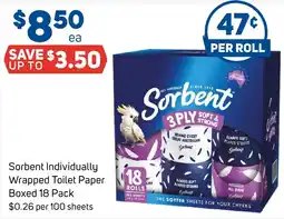 Foodland Sorbent individually wrapped toilet paper boxed offer